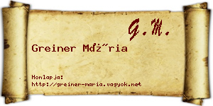 Greiner Mária névjegykártya